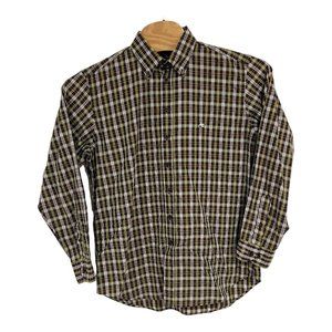 ETRO Small Logo Men's Blue Brown Checked Longsleeve Shirt Size 42 Made In‎ Italy